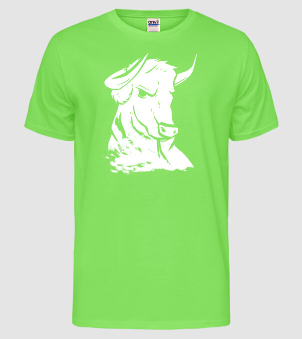Taur puternic model verde neon pe tricou