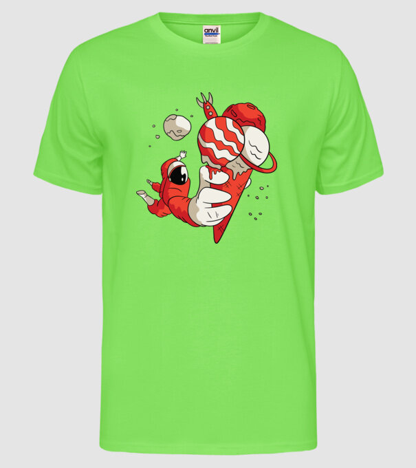 Astronaut cu Înghețată model verde neon pe tricou