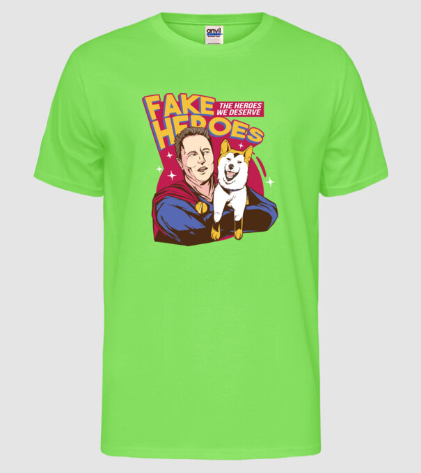 Fake Hero Elon Musk model verde neon pe tricou
