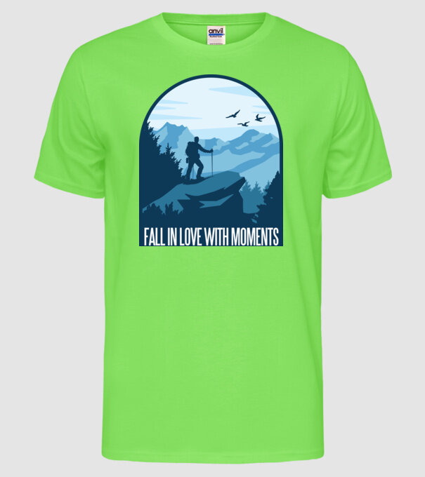 Fall in love with moments model verde neon pe tricou
