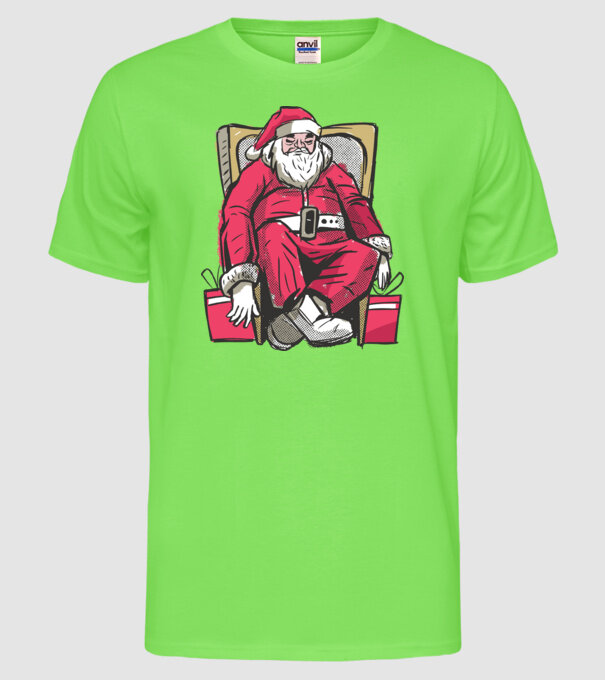 Moș Crăciun Obosit model verde neon pe tricou
