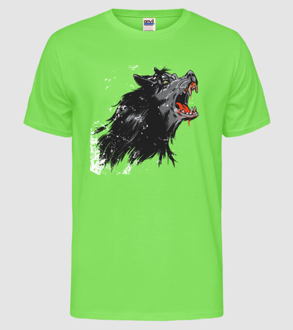 Urlet de lup model verde neon pe tricou