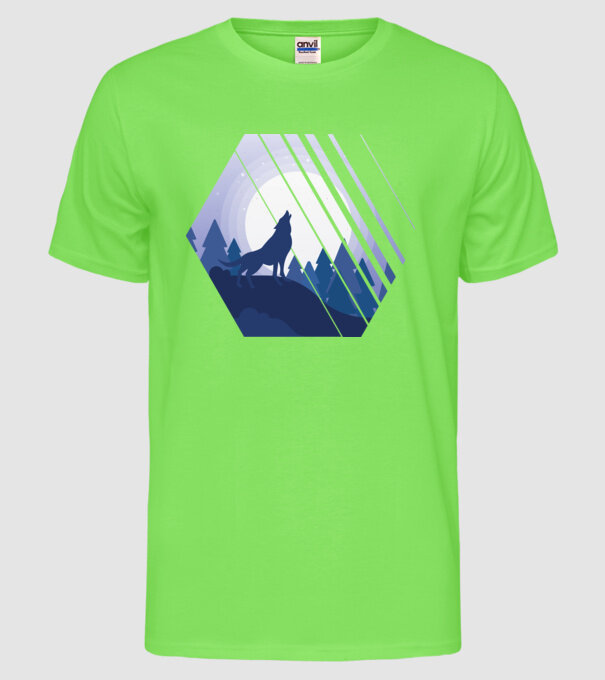 Urlet de lup model verde neon pe tricou