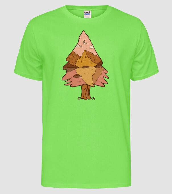 Brad Natură model verde neon pe tricou