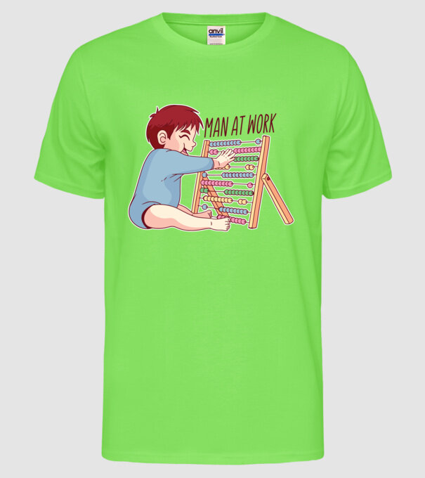 Bărbat la lucru tricou amuzant model verde neon pe tricou