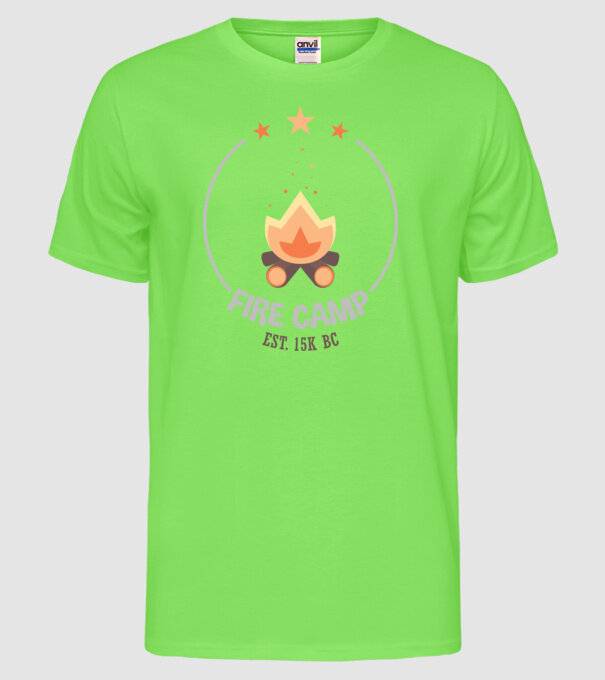 Fire Camp est. 15k BC model verde neon pe tricou