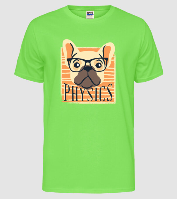 Câine Fizică model verde neon pe tricou