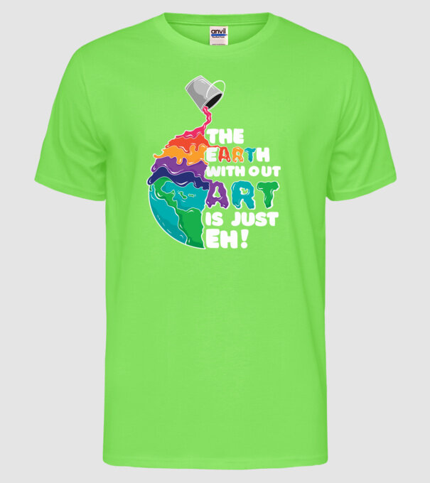 Pământ Artă model verde neon pe tricou