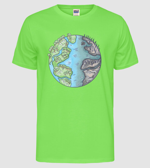 Distrugerea Pământului model verde neon pe tricou
