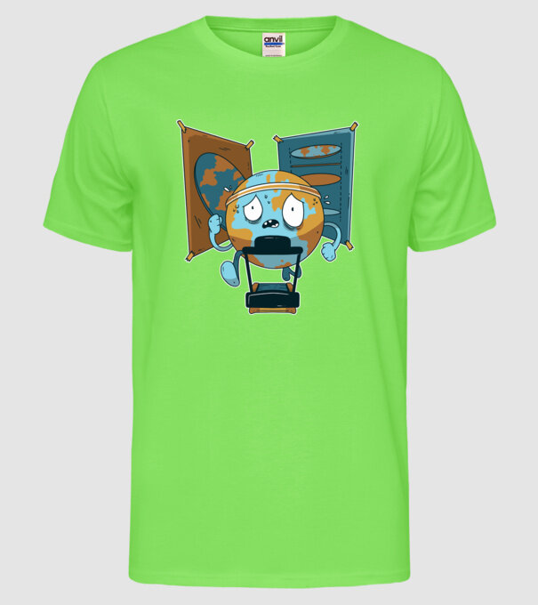 Pământ vs Pământ plat model verde neon pe tricou