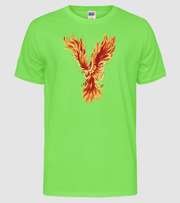 Pasărea Phoenix model verde neon pe tricou