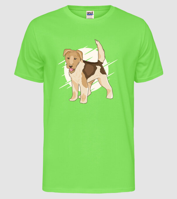 Fox Terrier model verde neon pe tricou