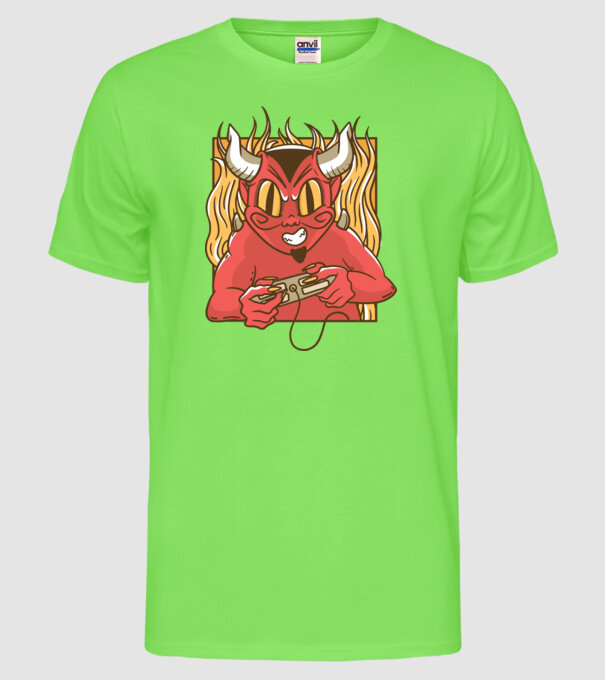 Gamer Diavol model verde neon pe tricou