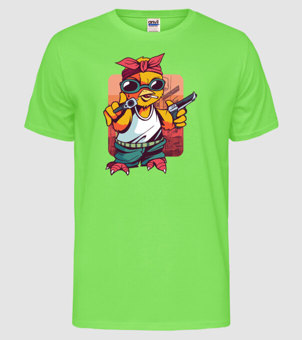 Pui Gangster model verde neon pe tricou
