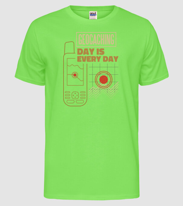 Geocaching model verde neon pe tricou