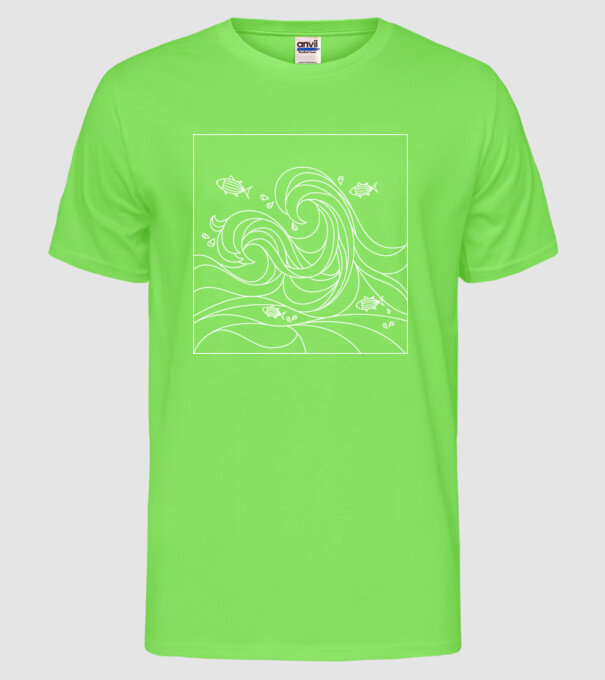 Ocean geometric model verde neon pe tricou