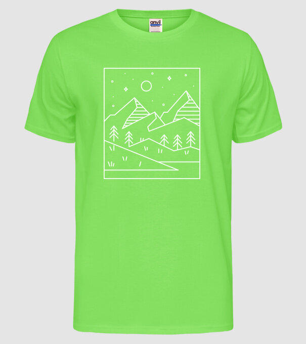 Peisaj geometric model verde neon pe tricou