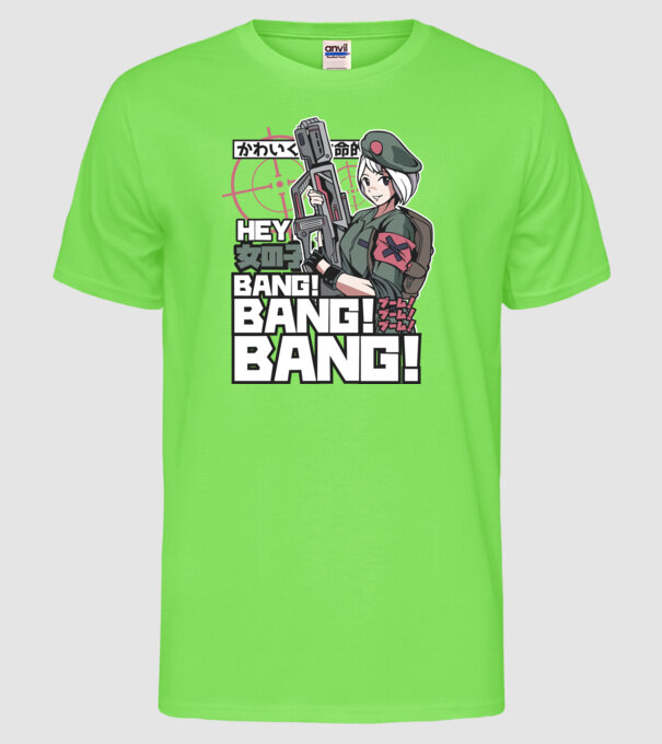 Fată Anime Gerilla model verde neon pe tricou