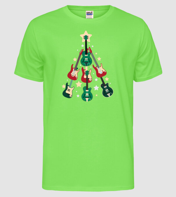 Pom de Crăciun Chitară model verde neon pe tricou