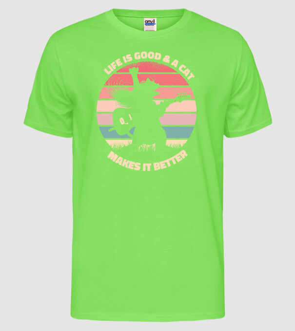Pisică Chitaristă model verde neon pe tricou