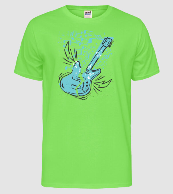 Tricou cu Chitară cu note model verde neon pe tricou