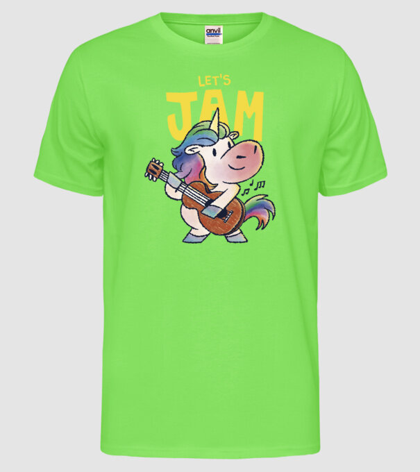 Unicorn cu chitara model verde neon pe tricou
