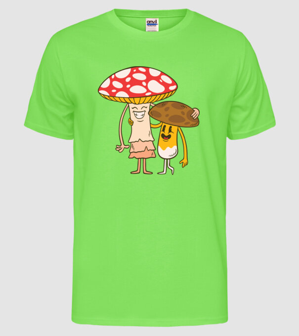Familie Ciuperci model verde neon pe tricou