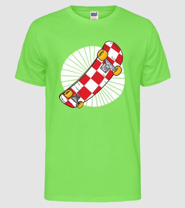 Skateboard model verde neon pe tricou