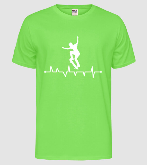 Heartbeat Skateboarder model verde neon pe tricou