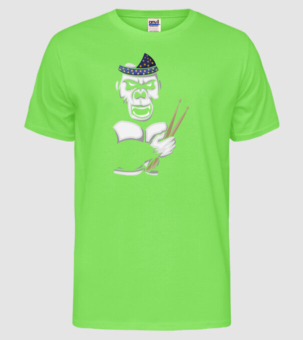 Gorilă Baterist model verde neon pe tricou