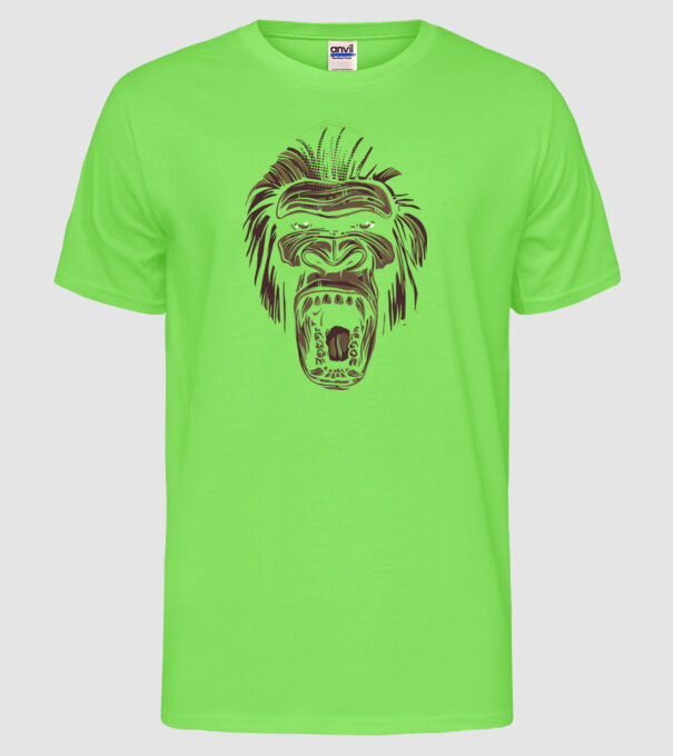 Gorilla Face model verde neon pe tricou