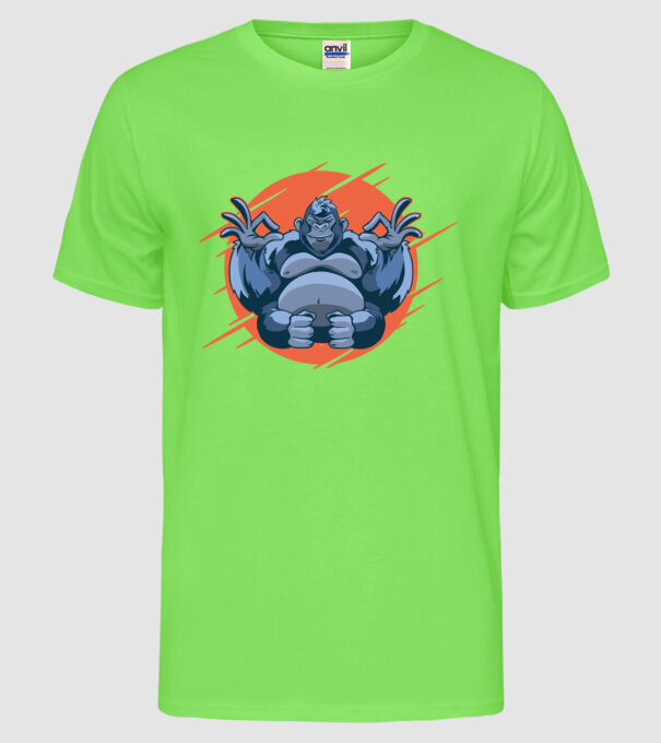 Gorilă Meditație model verde neon pe tricou