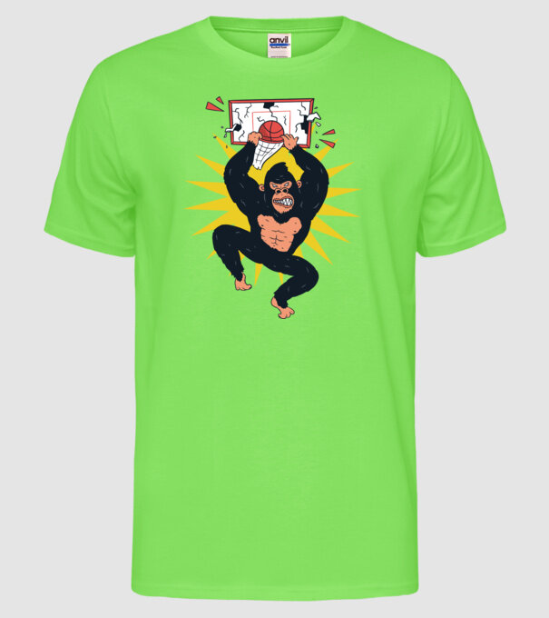 Gorilă baschet model verde neon pe tricou