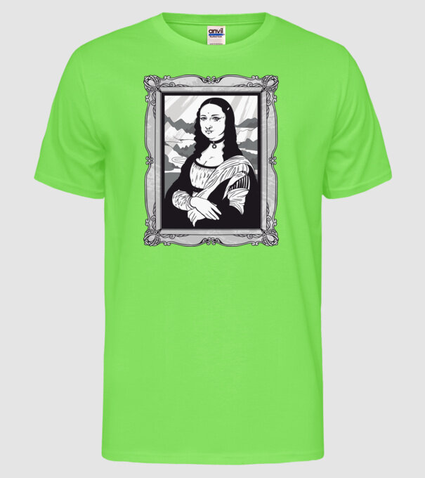 Mona Lisa gotică model verde neon pe tricou