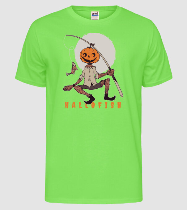 Hallofish - Pescar Halloween model verde neon pe tricou