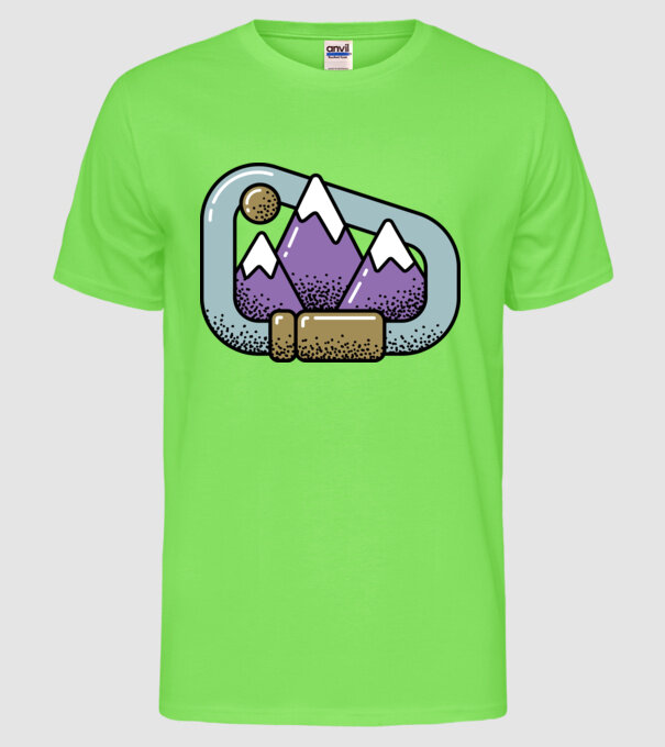 Carabină de alpinist model verde neon pe tricou