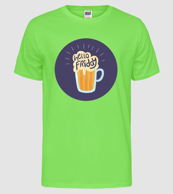 Hello Friday model verde neon pe tricou