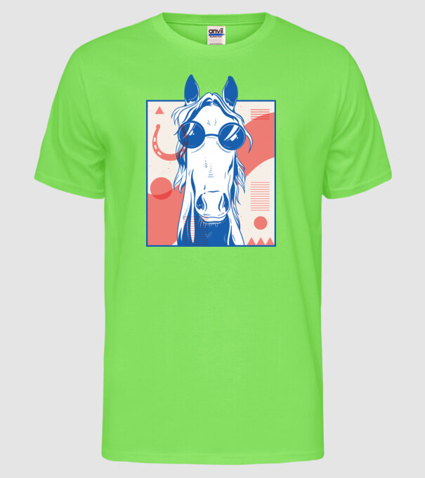 Cal Hippy model verde neon pe tricou