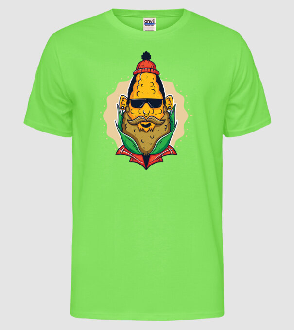 Hipster porumb model verde neon pe tricou