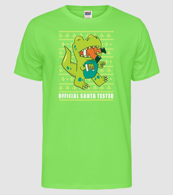 Tester oficial Moș Crăciun model verde neon pe tricou