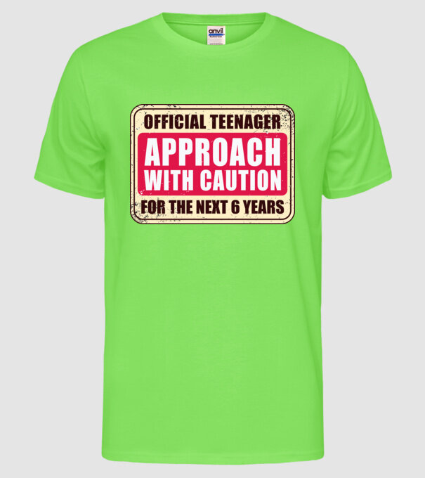 Adolescent oficial Abordați cu prudență model verde neon pe tricou