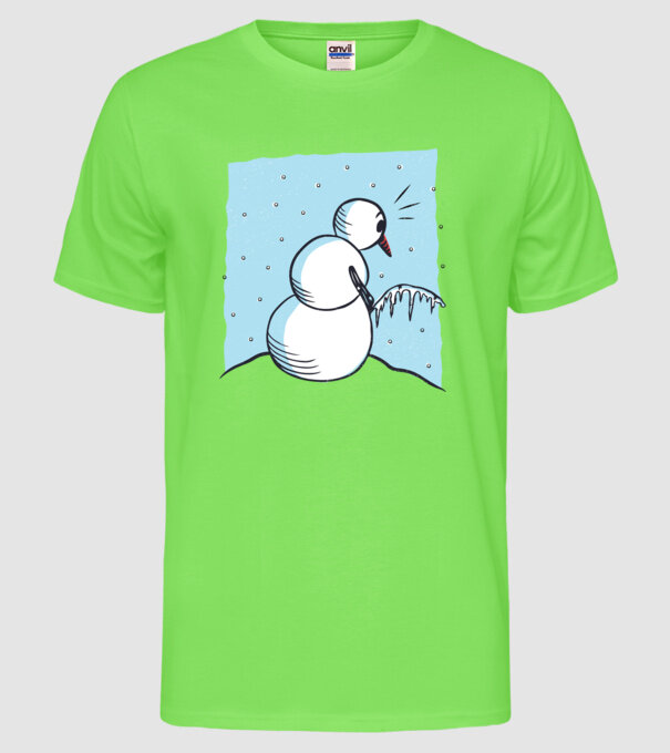 Om de zăpadă face pipi tricou amuzant model verde neon pe tricou