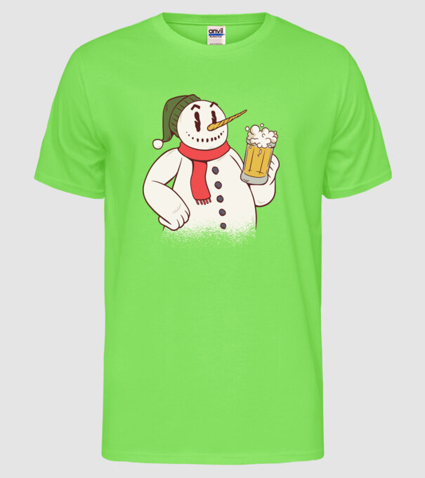 Om de zăpadă cu bere model verde neon pe tricou