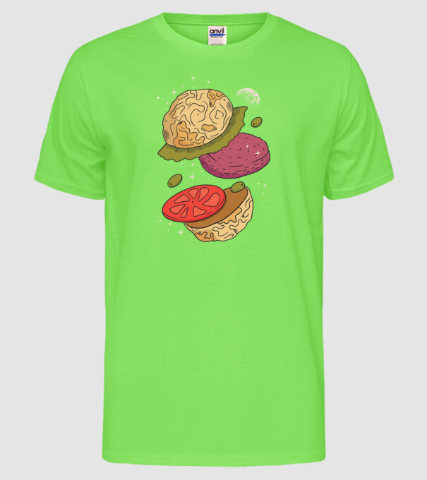 Burger lună model verde neon pe tricou