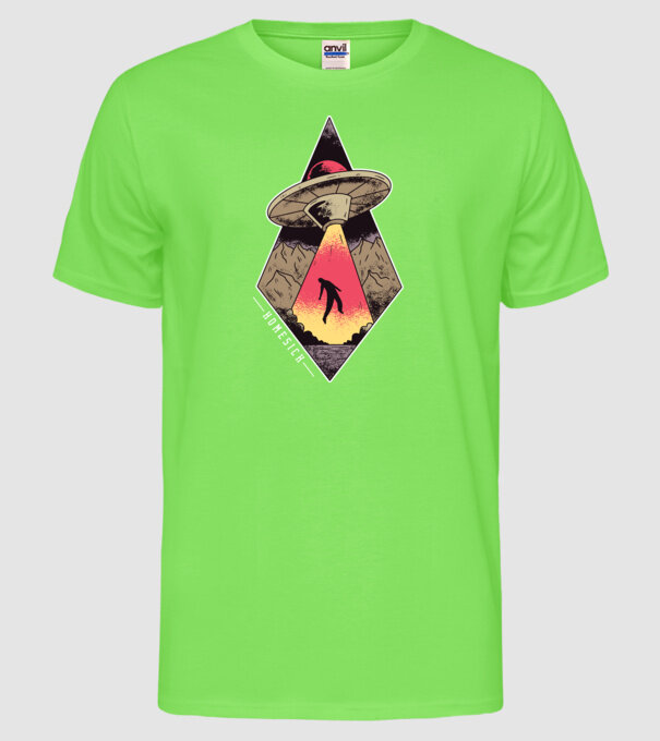 Dor de casă alien model verde neon pe tricou