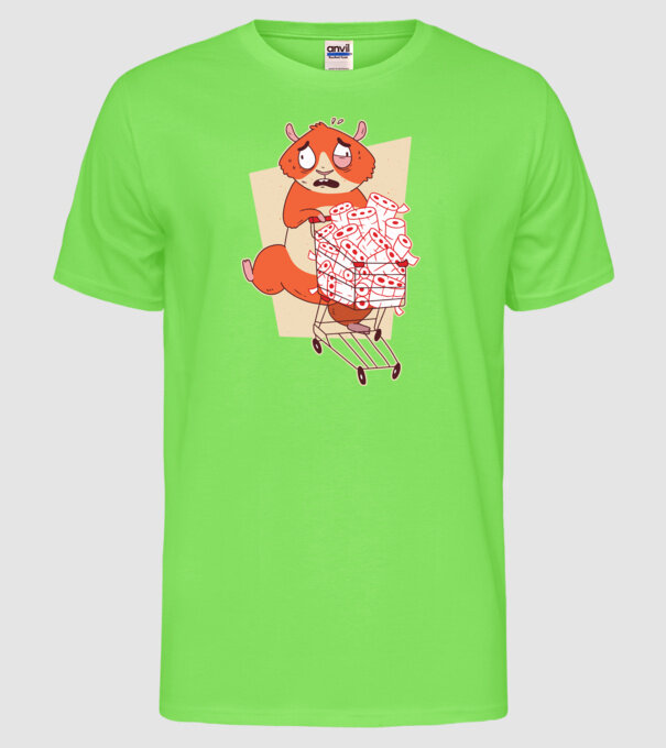 Hamster Panică cumpărături model verde neon pe tricou