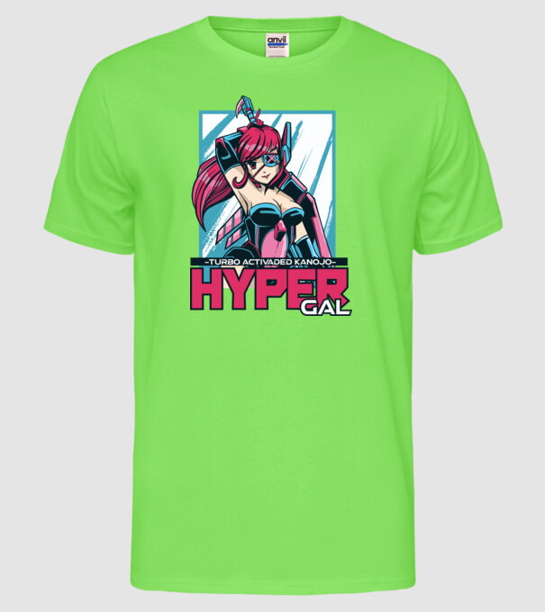 Hyper Gal - Fată Anime model verde neon pe tricou