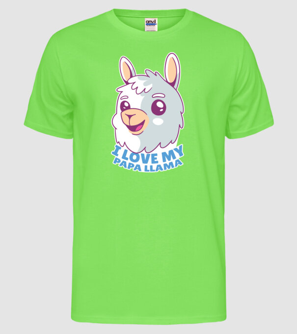 I Love My Papa Llama tricou drăguț cu lamă pentru bunicul model verde neon pe tricou
