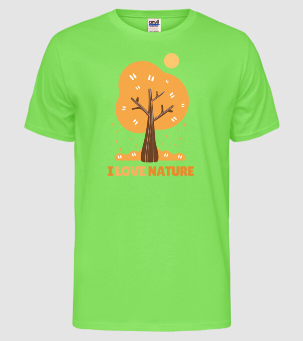 I Love Nature model verde neon pe tricou