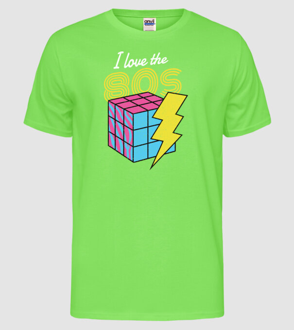 I love the 80s Cub Rubik model verde neon pe tricou